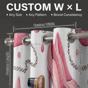 Rideau occultant de luxe européen à motif de maquillage numérique, thème de créateur de mode et de beauté, occultant 95 % de la lumière, thermique - Product Image 3