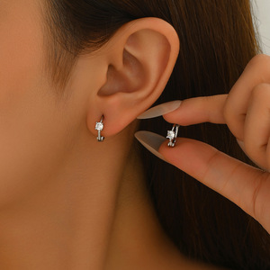 Geometric Stud <b>Earrings</b> Inlaid With Zircon Claw Setting Stainless Steel Ear <b>Post</b> For Women Fashion Jewelry - Product Image 1