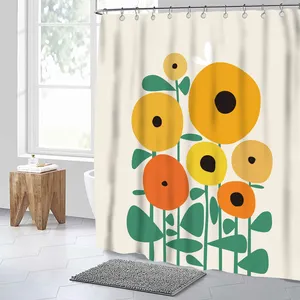 bathroom curtain Set polyester customized designers bath rug circle dot shower curtains