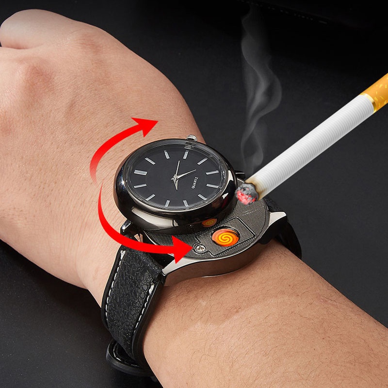 Лидер продаж, зажигалка с часами для мужчин, подарок, перезаряжаемая USB, Заводская Продажа, низкая цена, все виды смарт-часов, зажигалка