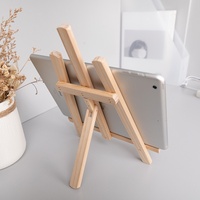 Dudukan Ponsel dan Tablet Kayu Cokelat Muda Trendi, Dekorasi Meja Belajar, Gadget, Mini Easel Lipat untuk Tablet