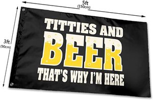 3 x5ft resistenza ai raggi UV Titties birra ecco perché sono qui bandiera per Banner decorativo esterno - Product Image 2