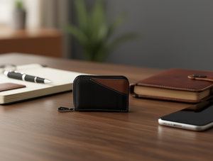 Portacarte a fisarmonica da uomo JD, 7 pollici, in pelle PU, con chiusura a cerniera per carte - Product Image 2