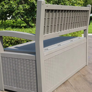 Banc de jardin extérieur moderne 2 <span class=keywords><strong>en</strong></span> 1 et chaises de rangement avec cadre <span class=keywords><strong>en</strong></span> résine plastique, imperméable et léger - Product Image 4