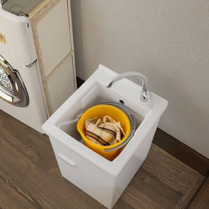 Armoire de lavage Buanderie 45x50 cm Acier inoxydable Gaz GPL Kit de siphon monté sur baignoire en céramique de qualité commerciale Blanc complet - Product Image 4