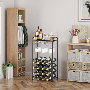 Màn Hình Tổ Chức chai rượu 4 tầng với giá đỡ kính và bàn gỗ hình chữ nhật Giá rượu - Product Image 4