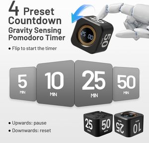 Manufacturer Custom Plastic Desk Cube <strong>Timer</strong> 5/<strong>10</strong>/25/50 <strong>Minutes</strong> Preset Gravity Sensor Rotating Productivity <strong>Timer</strong> for Work - Product Image 4