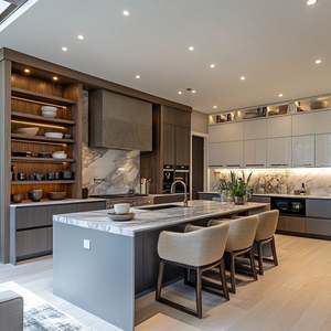 Armoire de cuisine de style antique, portes en bois massif, cadre en panneau mélaminé, prêt à assembler, durable, ensemble pour usage hospitalier, marbre/laquage - Product Image 6