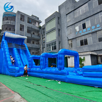 Offre Spéciale énorme PVC bleu écraser double voie toboggan commercial toboggan gonflable prix pour les enfants
