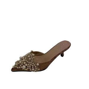 2025 Summer Women Pearl Sandals Fashion Thin High <b>Heels</b> Pumps Woman Party Office Shoes - Product Image 6