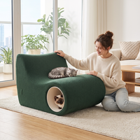 Fauteuil simple créatif à dossier incurvé en tissu bouclé moelleux, style japonais, design confortable et compact