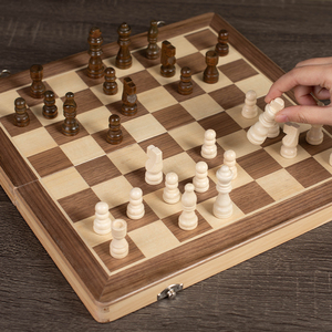 Échiquier en bois <span class=keywords><strong>de</strong></span> haute qualité, deux reines, pliable, jeu d'échecs international pour enfants - Product Image 2