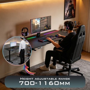 <span class=keywords><strong>Bureau</strong></span> de jeu inclinable à moteur unique haut de gamme avec surface texturée de haute technologie et éclairage LED RGB pour studio de <span class=keywords><strong>gamer</strong></span> moderne - Product Image 2