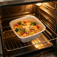 Umweltfreundlicher Einweg-Aluminiumfolie-Lebensmittelbehälter, Längliche Schale für Heiße Dampfgarung, Essenslieferung und Catering