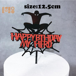 Décoration de gâteau d'<span class=keywords><strong>anniversaire</strong></span> Super héros Spiderman, pics pour cupcakes, dessin animé Joyeux <span class=keywords><strong>anniversaire</strong></span> Mon héros, décorations de gâteau en acrylique - Product Image 6