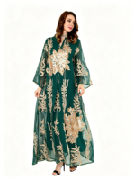 Robe élégante pour femmes musulmanes, brodée de sequins dorés, style moyen-oriental, best-seller 2026, robe de Ramadan pour femmes musulmanes