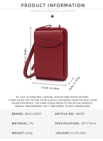 Tas Selempang Kapasitas Besar Baellerry Wanita, Dompet Ponsel RFID Layar Sentuh, Tas Selempang Mini Flap Wanita