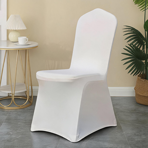 Fundas Blancas para Sillas <span class=keywords><strong>de</strong></span> Banquete y Bodas, <span class=keywords><strong>de</strong></span> Poliéster y Spandex, Elásticas, para Hoteles y Reuniones, Fundas para Sillas <span class=keywords><strong>de</strong></span> Comedor - Product Image 1