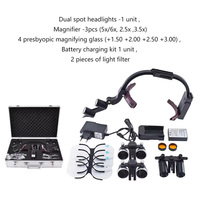 Lampe frontale dentaire 5x 6x avec loupes médicales et loupe grossissante, lampe frontale chirurgicale sans fil pour usage dentaire et médical