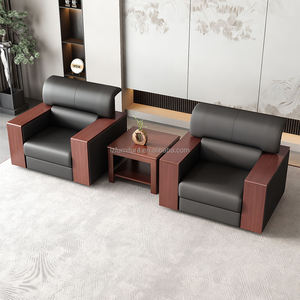 Ensemble de canapés de bureau modernes en cuir PU, structure en bois massif, design contemporain, mobilier commercial durable - Product Image 6