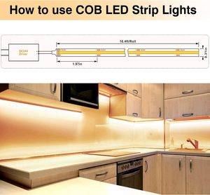 Ruban <span class=keywords><strong>LED</strong></span> COB 480 <span class=keywords><strong>LED</strong></span>/m 20m 24V 8mm CRI 92+ sans points, dimmable pour armoire, miroir, étagère, <span class=keywords><strong>plan</strong></span> <span class=keywords><strong>de</strong></span> <span class=keywords><strong>travail</strong></span>, meuble - Product Image 6