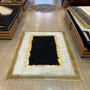 <span class=keywords><strong>Tapis</strong></span> <span class=keywords><strong>patchwork</strong></span> blanc et or, grand <span class=keywords><strong>tapis</strong></span> <span class=keywords><strong>patchwork</strong></span> pour la décoration de la maison - Product Image 3