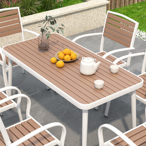 Outdoor Cafe <strong>Balcony</strong> <strong>Table</strong> and Chair Set Plastic Wood <strong>Table</strong> and Chair Combination Outdoor Villa Wooden <strong>Table</strong> Milk Tea Coffee - Product Image 3