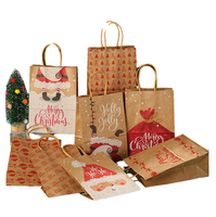 Sacs cadeaux de Noël en papier kraft recyclable imprimé avec poignée