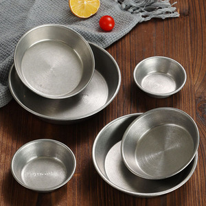 Assiette en acier inoxydable vintage, restaurant de barbecue, salade occidentale, petit bol, coupelle à sauce, frites, ketchup, soucoupe, <span class=keywords><strong>vaisselle</strong></span> de cuisine - Product Image 5