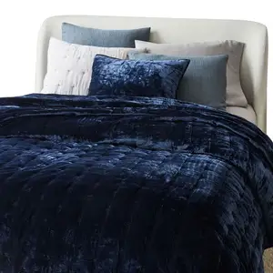 Hochwertiges Bettdecken-Set für Schlafzimmer zu Hause Einfarbige Stepp decke aus üppigem Samt mit Kissen bezug