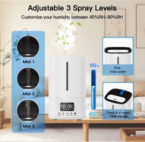 Produits populaires : Humidificateur à mode nuit 5L, appareils électroménagers intelligents, grande capacité d'évaporation, humidificateur d'air ultrasonique - Product Image 6