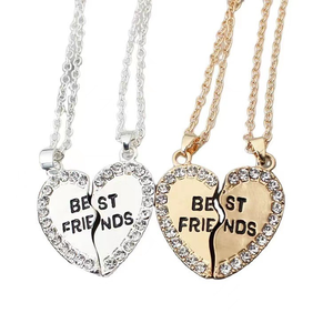 Vente chaude 1 paire meilleurs amis collier demi-partie coeur pendentif collier amitié pour Couple amis tour de cou bijoux cadeaux - Product Image 1