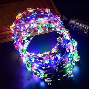 Colorful Christmas Party Glowing Wreath Halloween Crown Flower Headband Women Girls LED <strong>Light</strong> <strong>up</strong> Hair Wreath Hairband <strong>Garlands</strong> - Product Image 3