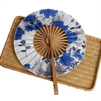 Éventail pliant chinois traditionnel oriental rond à imprimé floral, décoration murale pour la maison