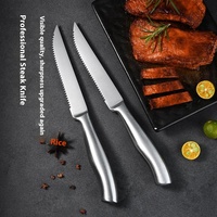 Ensemble de 4 couteaux à steak de haute qualité en acier inoxydable, à lame ultra-affûtée au laser, design moderne et luxueux, exportation allemande, dentelés, pour la cuisine occidentale