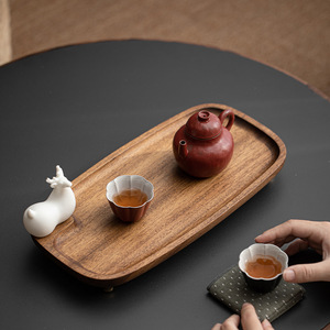 Wuxi Hall Walnut Wood <b>Tea</b> <b>Tray</b> Solid Wood Elegant Serving Platter For <b>Tea</b> Ceremony And Dessert Display - Product Image 2