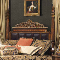 Lit double en bois massif, design minimaliste européen vintage, lit de chambre principale, origine Guangdong, avec colonnes