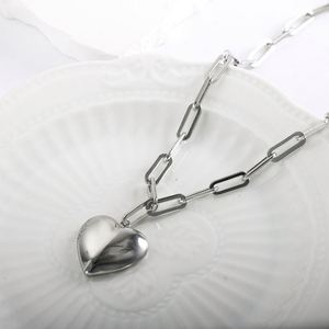 Papperclip Chain Fashion Jewelry Gold Plated Puffy <b>Heart</b> Drop Pendant Necklace - Product Image 3