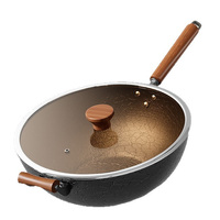 Wok professionnel haut de gamme en fonte de fer pur, effet écaille de tortue, pour cuisson sur plaques à induction, gaz, électrique et vitrocéramique – Outil de chef