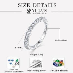 Anillo de Eternidad de <span class=keywords><strong>Plata</strong></span> de Ley 925 con Cuerda Trenzada y Circonita, Anillo de Compromiso de Lujo para Mujer, Venta al por Mayor B2B - Product Image 6