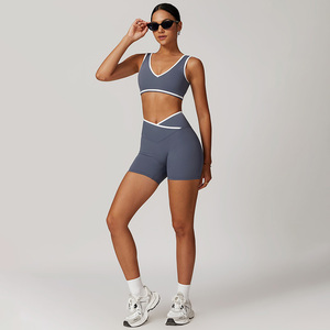 TZ8843女性用ワークアウト服ハイウエストアクティブランニングヨガセット裸感プラスサイズコントラストスポーツフィットネスヨガセット - Product Image 6