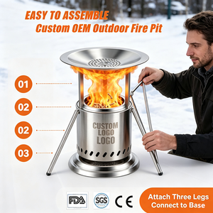 Brasero de Mesa de Acero Inoxidable con Logotipo Personalizado, sin Humo, con Combustión Secundaria, Mini <span class=keywords><strong>Estufa</strong></span> de Leña para Patio Trasero, Terraza y Camping - Product Image 5