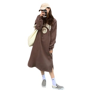 Ccy ชุดเดรสมีฮู้ดสำหรับผู้หญิง, ชุดเดรสขนาดใหญ่พิเศษมีฮู้ดป้องกันการเกิดรอยจีบพิมพ์ลายตัวอักษรแขนยาวให้ความอบอุ่นสำหรับฤดูหนาว - Product Image 6