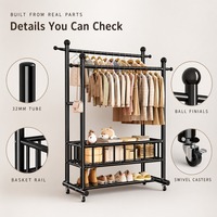 Porte-vêtements double barre large de 150 cm avec deux rails de suspension pour salle de bain, chambre, derrière la porte, usage domestique quotidien, rangement