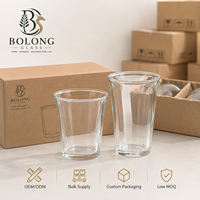 Bouteille en verre transparent de 350 ml (12 oz) avec logo personnalisé, base lourde, nervures verticales, esthétique, pour emballage de café glacé, vente en gros, Bolong