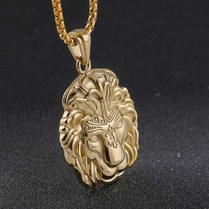 Collar de Acero Inoxidable al por Mayor de Fábrica, Joyería Punk de Buena Calidad, Colgante de Cabeza de León para Hombre, Estilo Hip Hop - Product Image 2