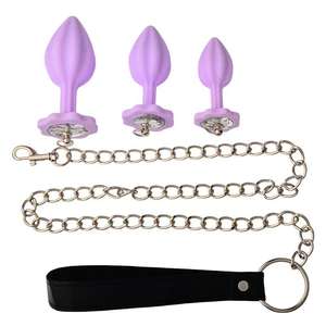 Nouveau violet fleur de prunier Silicone <span class=keywords><strong>Plug</strong></span> <span class=keywords><strong>Anal</strong></span> jouet sexuel adulte <span class=keywords><strong>laisse</strong></span> en métal Couple SM jouets - Product Image 1