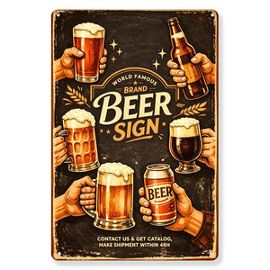 Plaque Métallique Personnalisée Vintage de Marque Célèbre, Affiche Murale Rustique Publicitaire Bière, Décoration Murale pour Bar, Garage, Cave à Hommes, Panneaux en Étain Rétro - Product Image 1