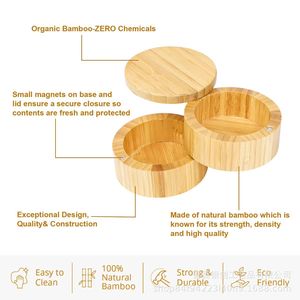 <b>Bamboo</b> Spice Jar Round Airtight <b>Container</b> With Lid For Kitchen Storage - Product Image 5