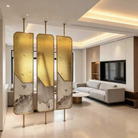 Paravent de luxe moderne doré, écran de séparation décoratif à motif marbré pour la maison, le bureau, l'hôtel, l'entrée